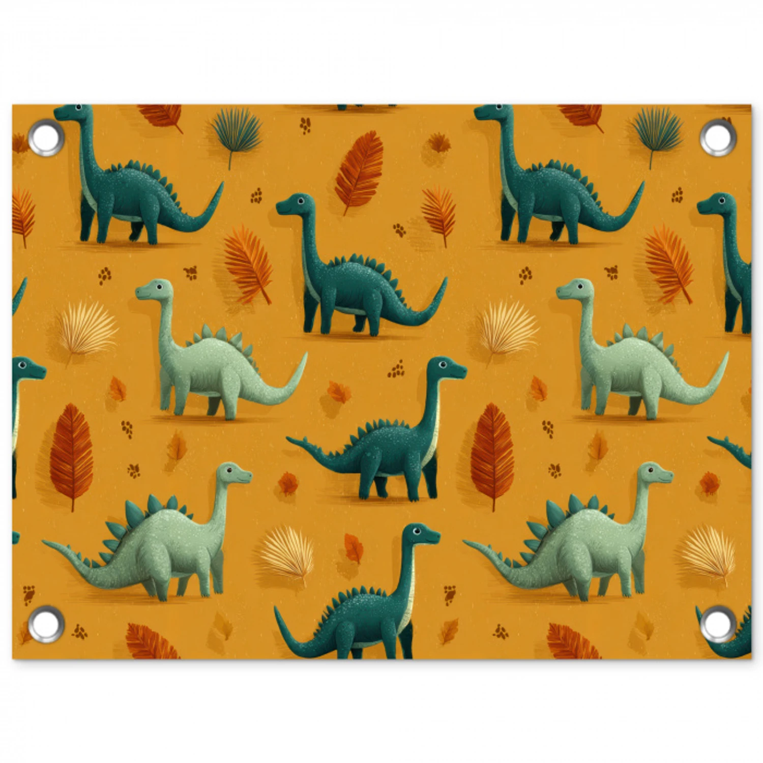Dinosaurussen - Stekels - Herfstbladeren - Bruin tuinposter los doek klein -3d