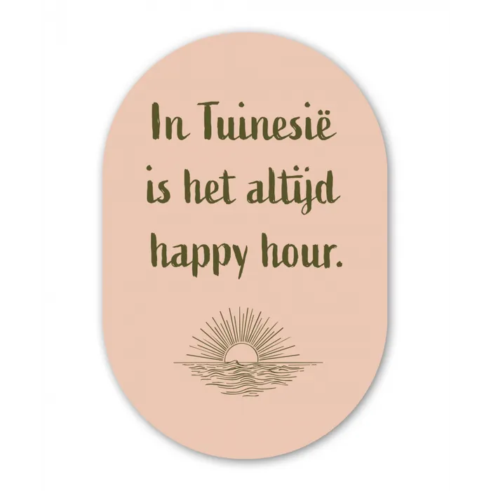 Tuin - Roze - Quote - Zon Wandcirkel Ovaal Glas middel -3d