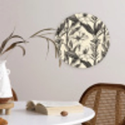 Klassiek - Botanisch - Zwart - Beige Wandcirkel kunststof plaat 5mm dik klein 188 -sfeer4