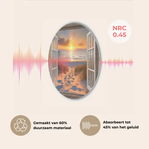 Doorkijk - Strand - Duinen - Zonsondergang Akoestische PET Vilt - Rond klein -USP_NL
