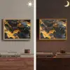 Marmer - Goud - Zwart - Abstract - Modern Light Box met batterij (Wandlamp) middel -sfeer3