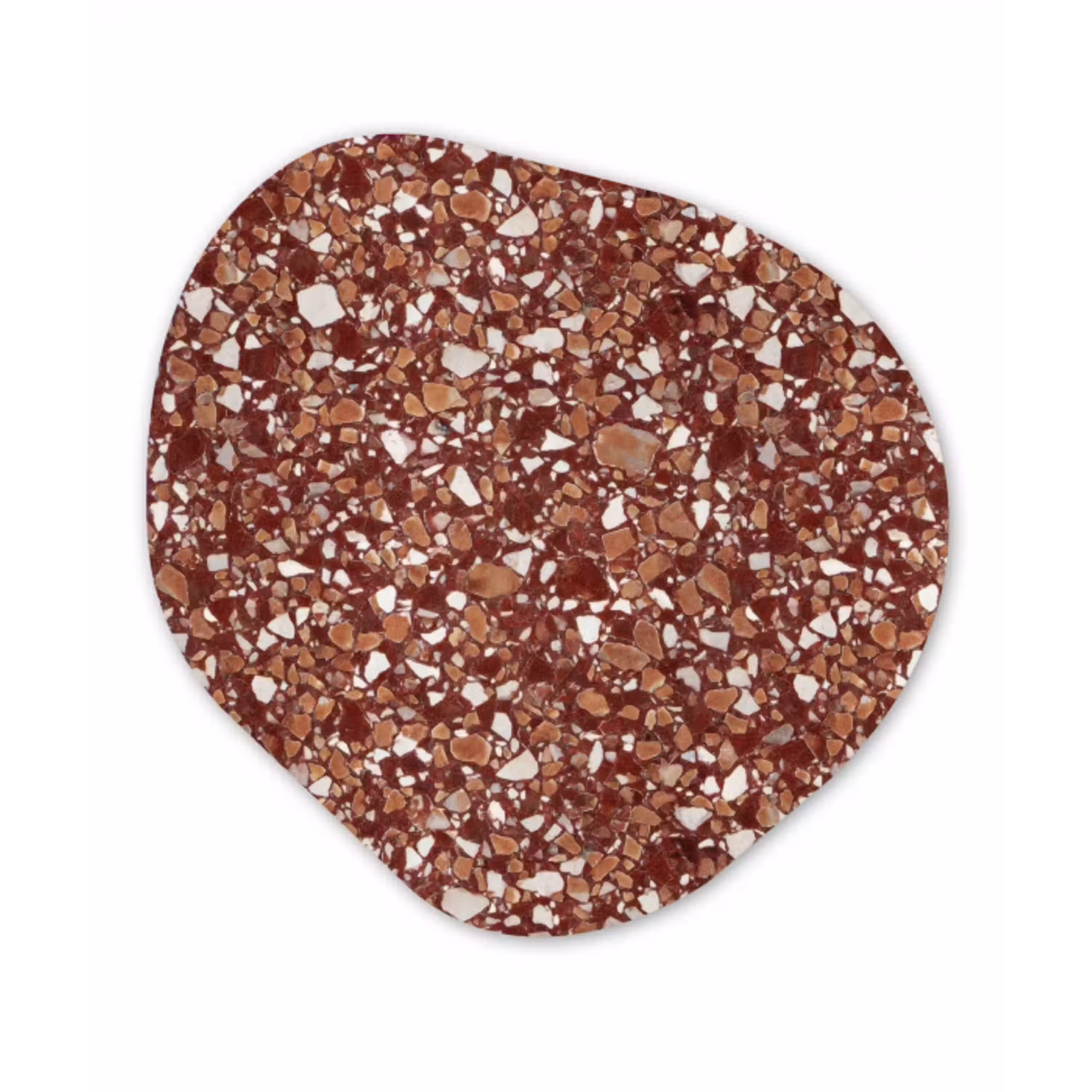 Terrazzo - Patroon - Steentextuur - Roodbruin Wandcirkel Organisch Aluminium middel 851 -3d