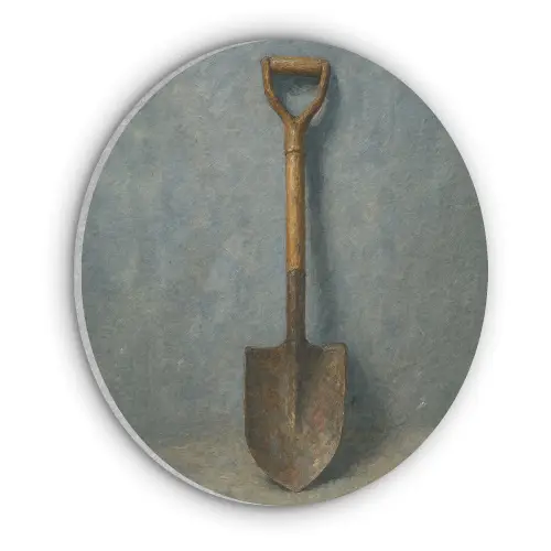 Schep - Gereedschap - Schilderij Akoestische PET Vilt - Rond klein -3d