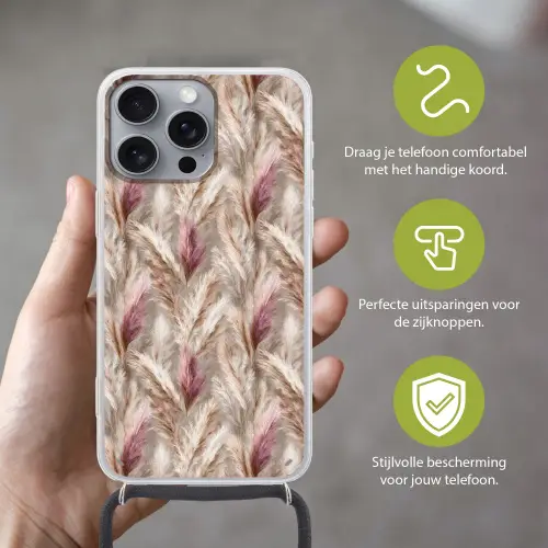 Pampasgras - Pluizig - Kleurrijk Hoesje iPhone 16 Pro Max met koord klein 804 -sfeer2_NL