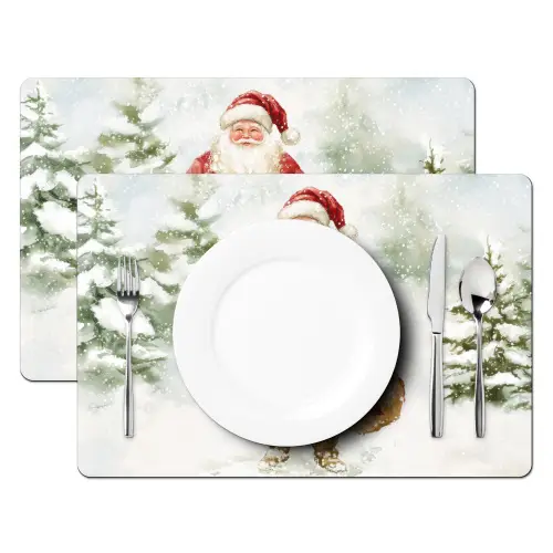 Kerstman- Winter - Sneeuw - Wit - Rood Placemat vinyl groot -zzsfeer2_Kitchenyeah-website