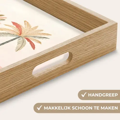 Palmbomen - Heuvels - Minimalistisch - Zachtroze Dienblad Rechthoek middel -USP_HandgreepNL