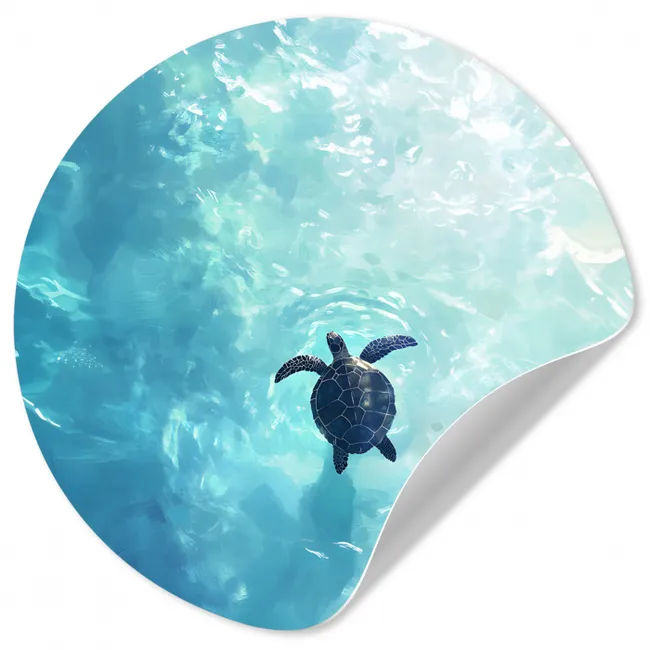 Runde Tapete - Schildkröte - Meer - Blau - Glitzern