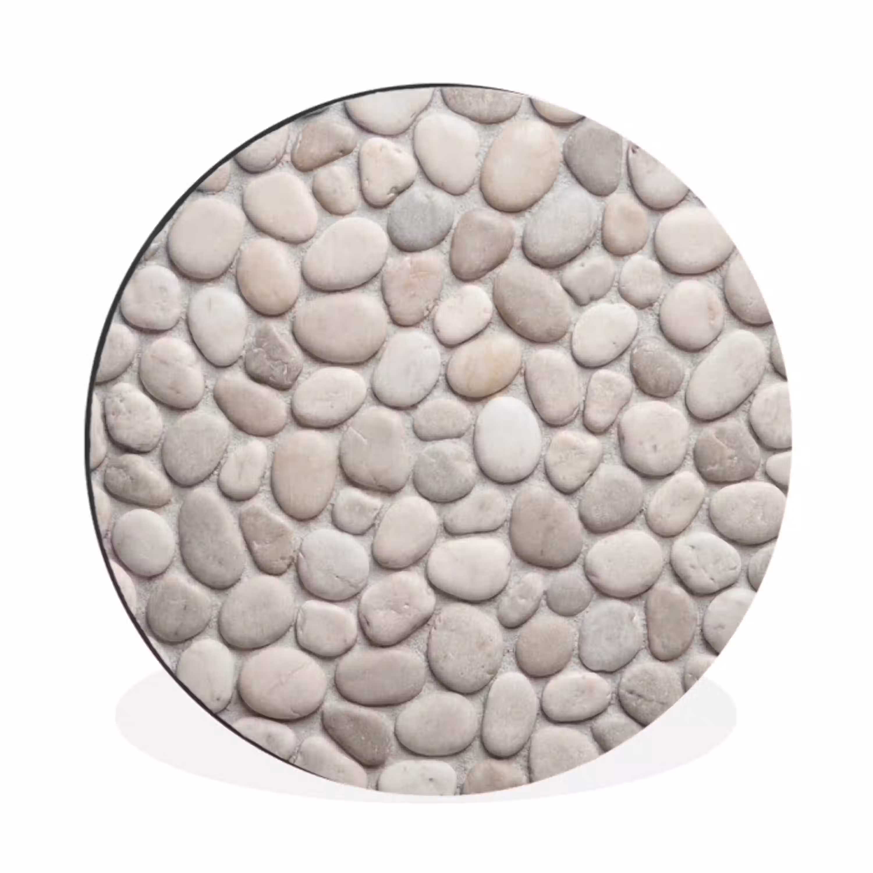 Steen - Kiezel - Natuur - Minimalistisch - Beige Wandcirkel aluminium klein -3d