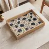 Motief - Bloemen - Zwart - Beige Dienblad Rechthoek middel 911 -sfeer1