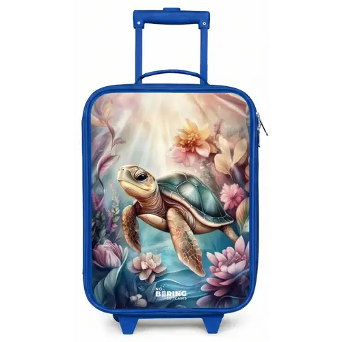Zeeschildpad tussen bloemen onder water Kinderkoffer - Blauw klein -zz3dotto
