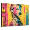 Vrouw - Verfstrepen - Gekleurd Textielframe zwart klein -3d