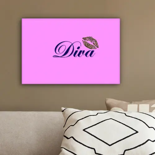 Diva - Lip - Panterprint - Roze canvas 2cm klein -sfeer3