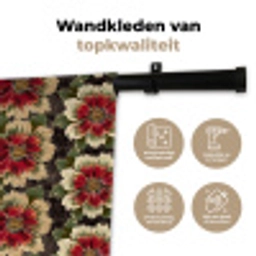 Bloemen - Klassiek - Patroon - Rood Wandkleed katoen klein 269 -sfeer2