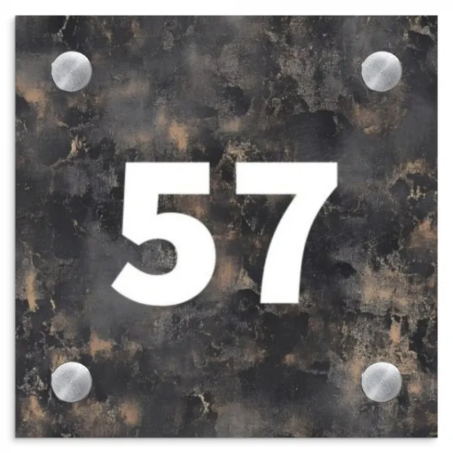 Verweerd metaal - Traditioneel Naambord Vierkant klein -3d