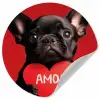 Amor - Hond  - Hartje - Rood Wandcirkel behangsticker klein -3d