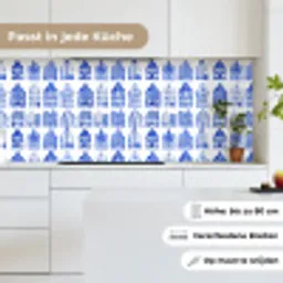 Patroon - Huizen - Blauw keuken achterwand 2 middel 871 -sfeer4_DE