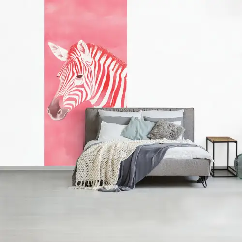 Zebra - Pink - Verf fotobehang vinyl groot -slaapkamer