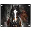 Paard - Dieren - Zwart - Luxe - Modern tuinposter los doek klein -3d