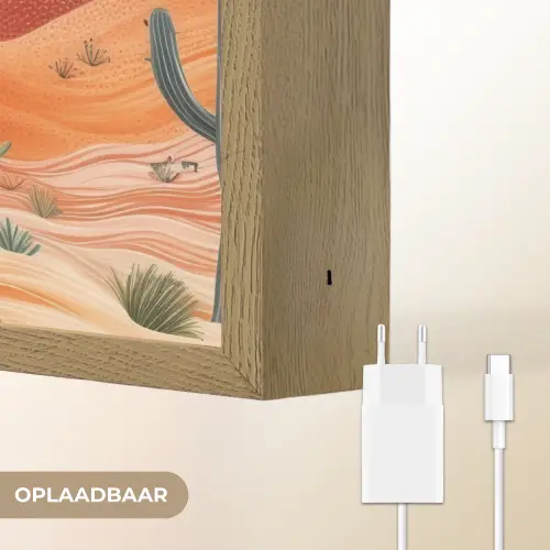 Landschap - Heuvels - Zonsondergang Light Box met batterij (Wandlamp) middel -USP_websiteoplaadbaarNL