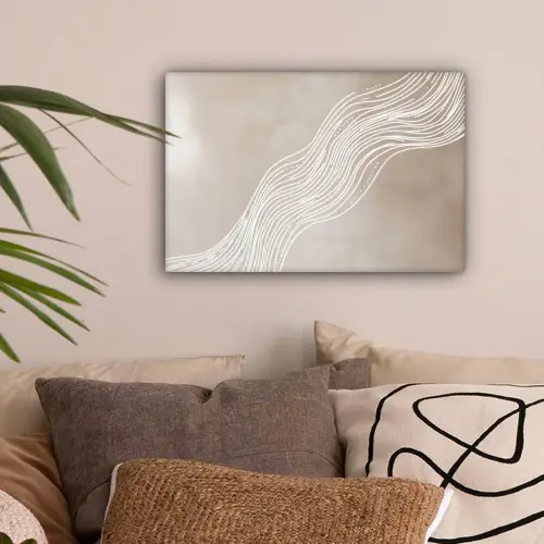 Golvende lijnen - Vloeiend - Zandkleurig canvas 2cm klein -sfeer1