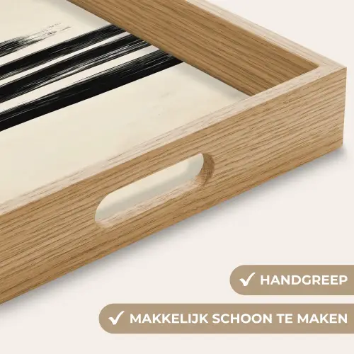 Penseelstreken - Verticaal - Zwart Dienblad Rechthoek middel -USP_HandgreepNL