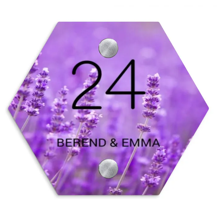 Lavendel - Klassiek Naambord Hexagon klein -3d