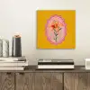 Lelie - Oranje - Lijst - Ovaal aluminium wit klein -sfeer1