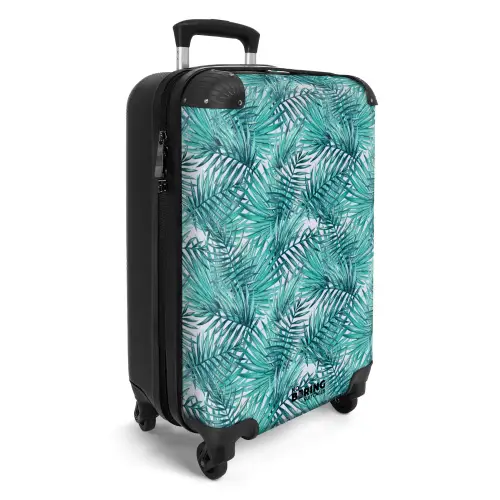Palm bladeren patroon licht blauw NBS - Handbagage koffer - Kinderen Unisex middel -productfoto_3d