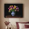 Tulpen - Kleuren - Hout - Vaas Textielframe - compleet frame klein -sfeer1