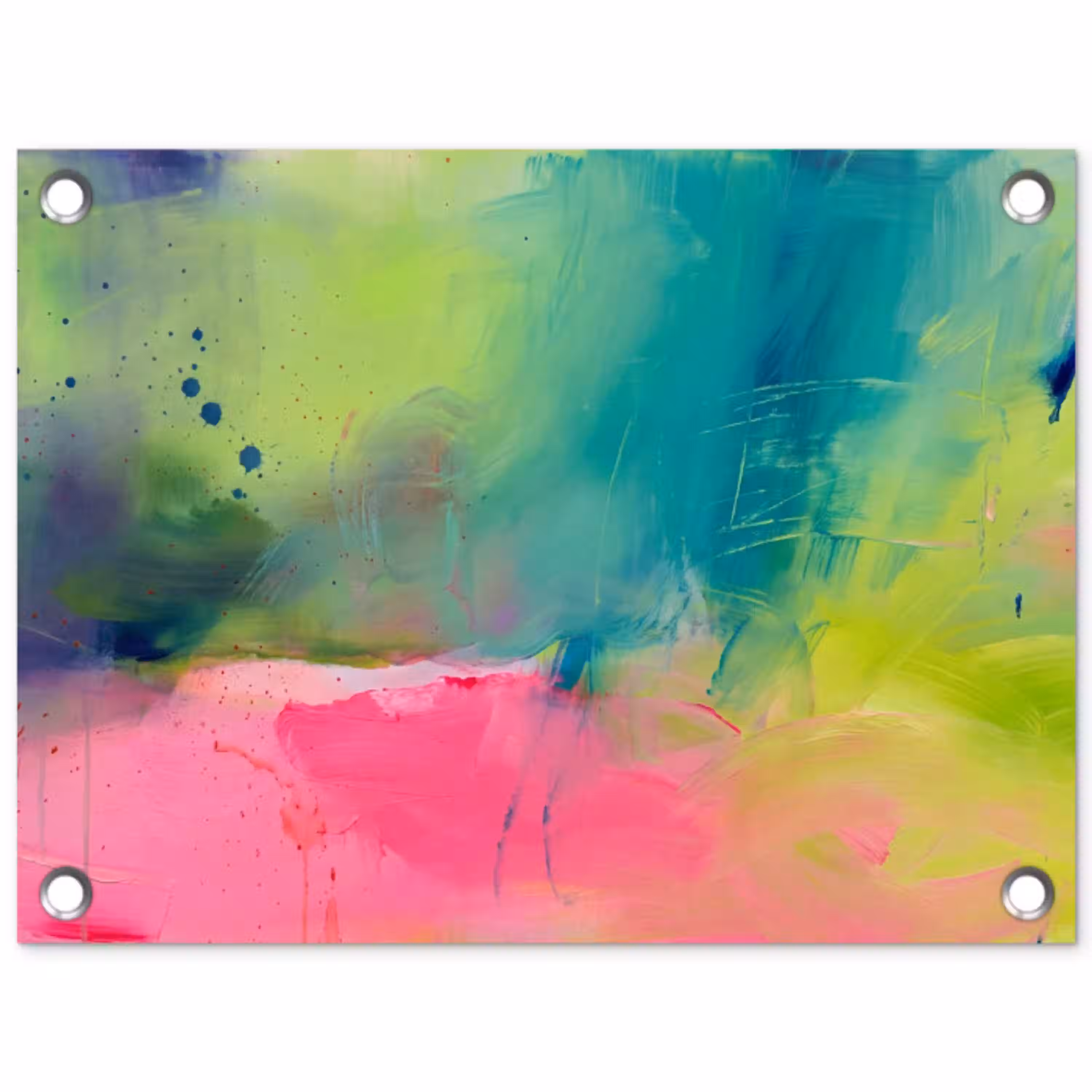 Abstract - Kleuren - Modern - Groen - Roze tuinposter los doek klein -3d