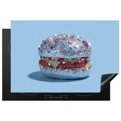 Glitters - Hamburger - Blauw Inductie beschermer vinyl 3mm klein -3d