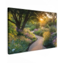 Pad - Bloemen - Park Tuinposter op houten frame 2 cm dik klein -3d
