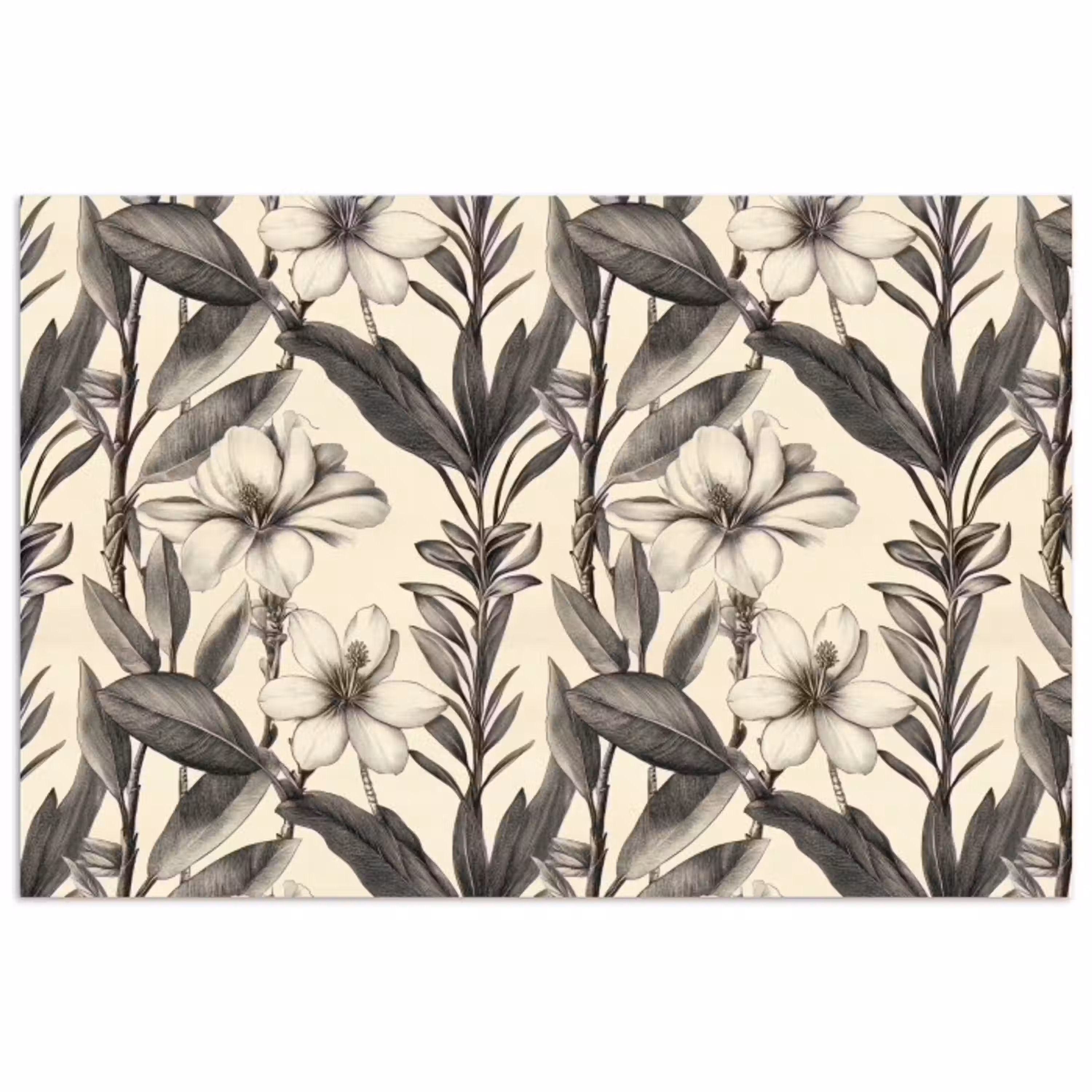 Klassiek - Botanisch - Zwart - Beige poster papier klein 62 -3d
