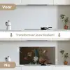 Bloemen in een Wan-Li vaas en schelpen - Schilderij van Balthasar van der Ast keuken achterwand spatscherm middel -voor_na_NL