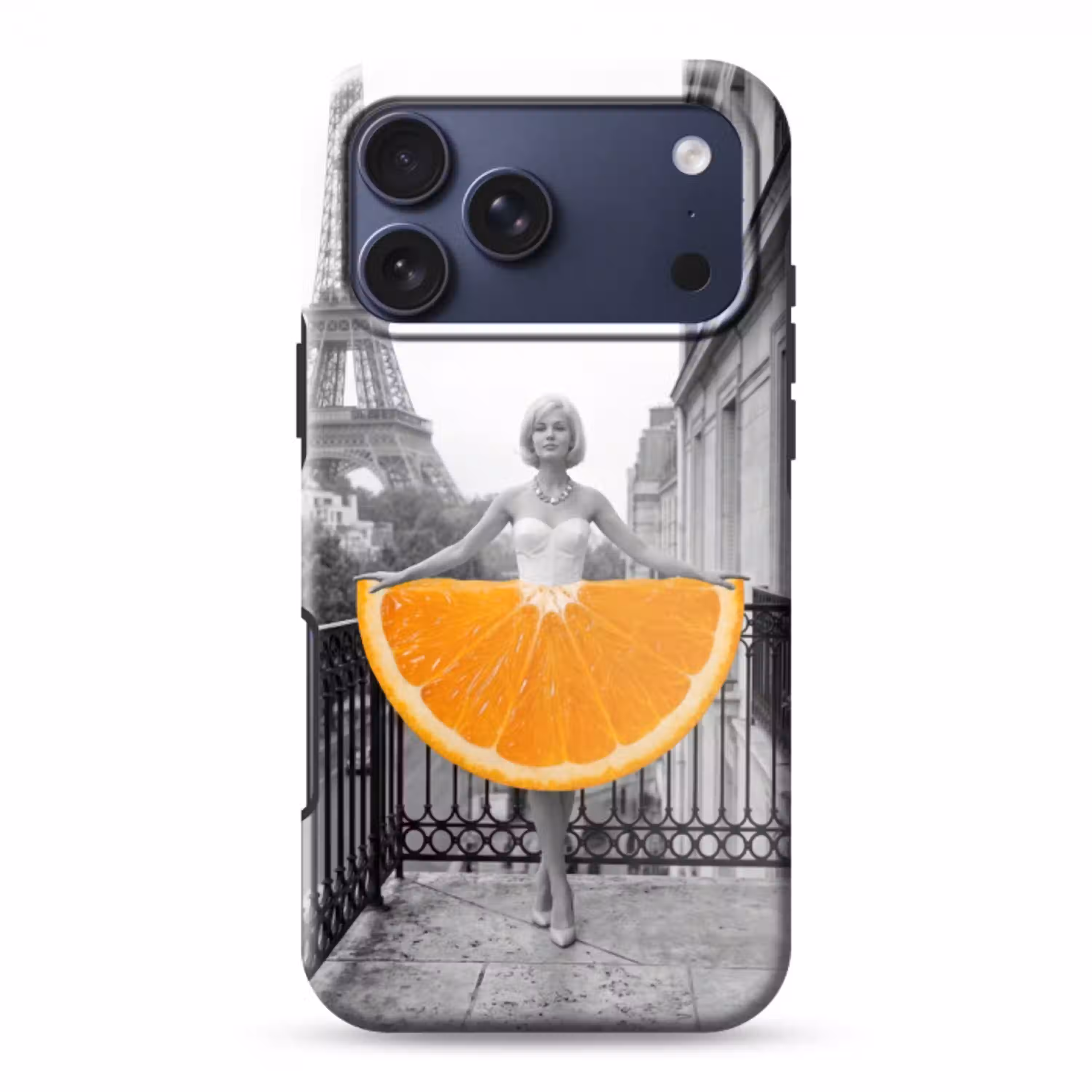 Sinaasappel - Eiffeltoren - Vrouw Toughcase MagSafe Apple iPhone 17 Pro Max klein -3d