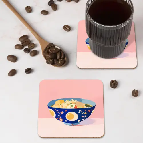 Noodles - Kom - Blauw - Illustratie onderzetter kurk middel -sfeer2