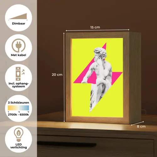 Beeld - Man - Bliksemschicht - Geel Light Box met kabel (Tafellamp) klein -USP_NL