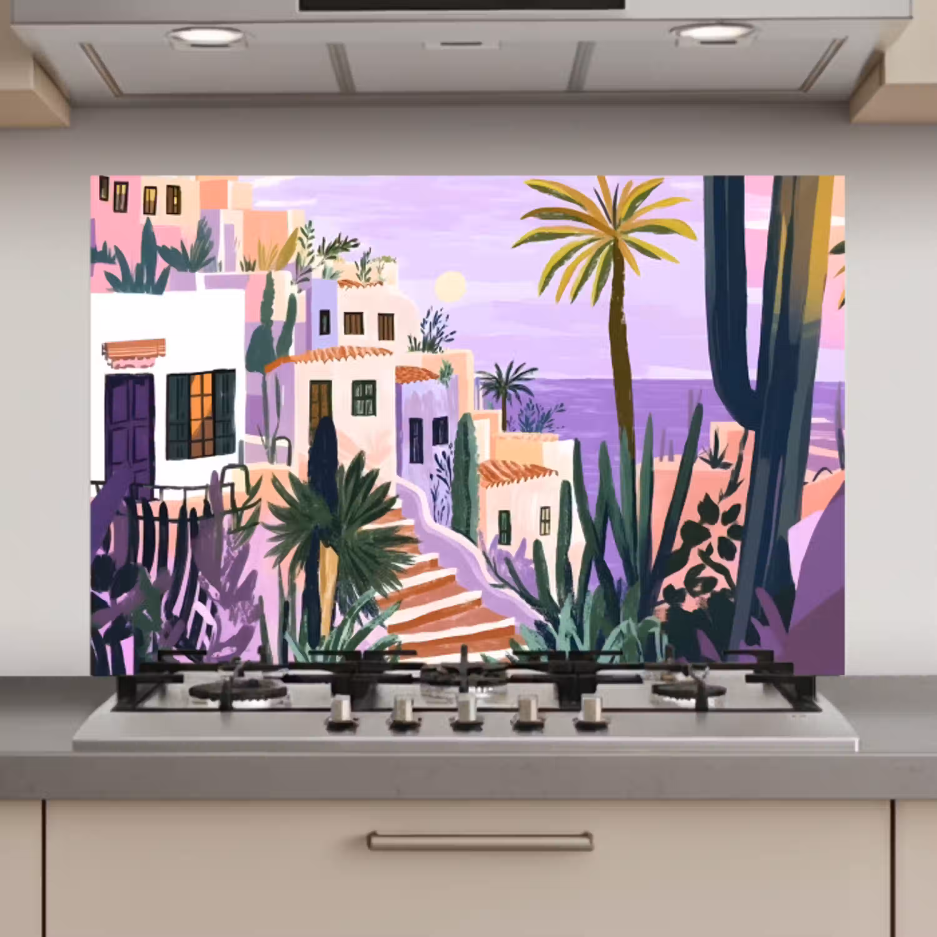 Huizen - Minimalistisch - Palmbomen - Kust keuken achterwand spatscherm klein -3d_website