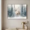 Rendier - Sneeuw - Woud - Wit Textielframe zwart klein -sfeer2
