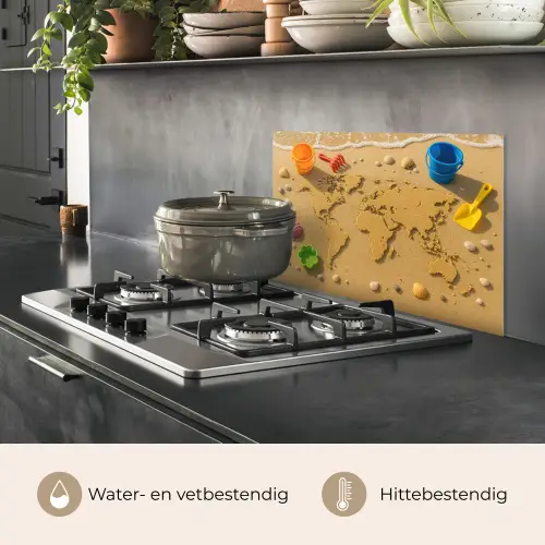 Wereldkaart - Zand - Kleurrijk - Zomer keuken achterwand spatscherm klein -usp_NL