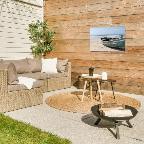Boot - Zandstrand - Zee Tuinposter op houten frame 2 cm dik klein -sfeer2