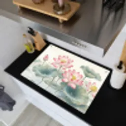 Aquarel - Lotusbloemen - Kleurrijk Inductie beschemer met haakjes klein -sfeer1