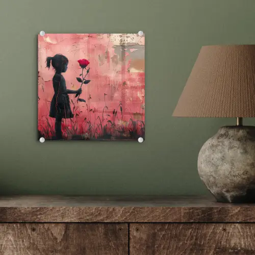 Graffiti - Meisje - Roze - Street art - Roos - Banksy plexiglas 5mm klein -sfeer3