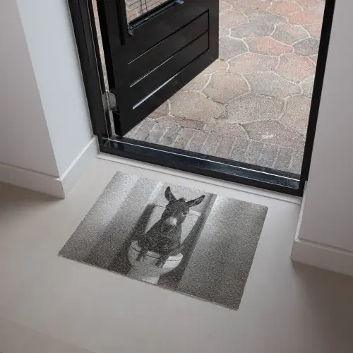 Ezel - Telefoon - Toilet - Zwart - Wit Deurmat klein -sfeer5
