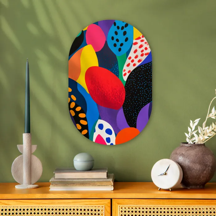 Bloemen - Bladeren - Abstract - Rood Wandcirkel Ovaal Forex klein -sfeer2