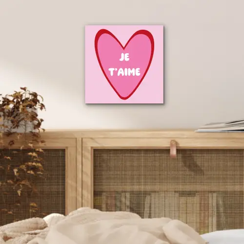 Hart - Frans - Valentijn - Roze aluminium wit klein -sfeer3