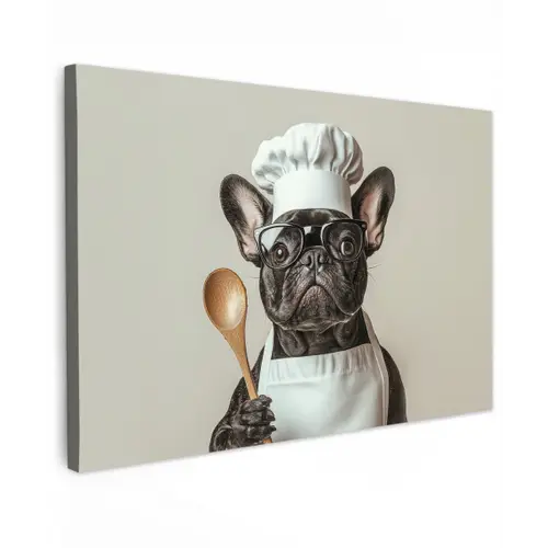 Bril - Hond - Kok Tuinposter op houten frame 2 cm dik klein -3d