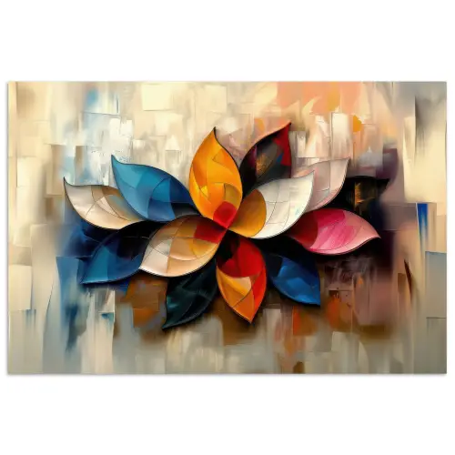 Bloem - Abstract - Kleurrijk - Bladeren poster papier klein -3d