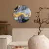 Marmer - Goud - Abstract - Luxe - Zwart en Wit Wandcirkel kunststof plaat 5mm dik klein -sfeer1