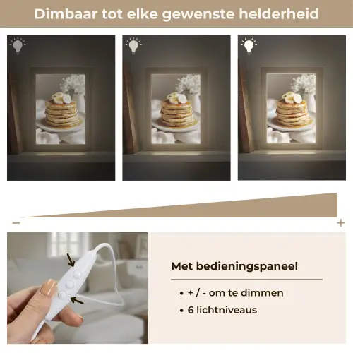 Pannenkoeken - Banaan - Siroop - Wit - Beige Light Box met kabel (Tafellamp) klein -USP_dimbaarNL